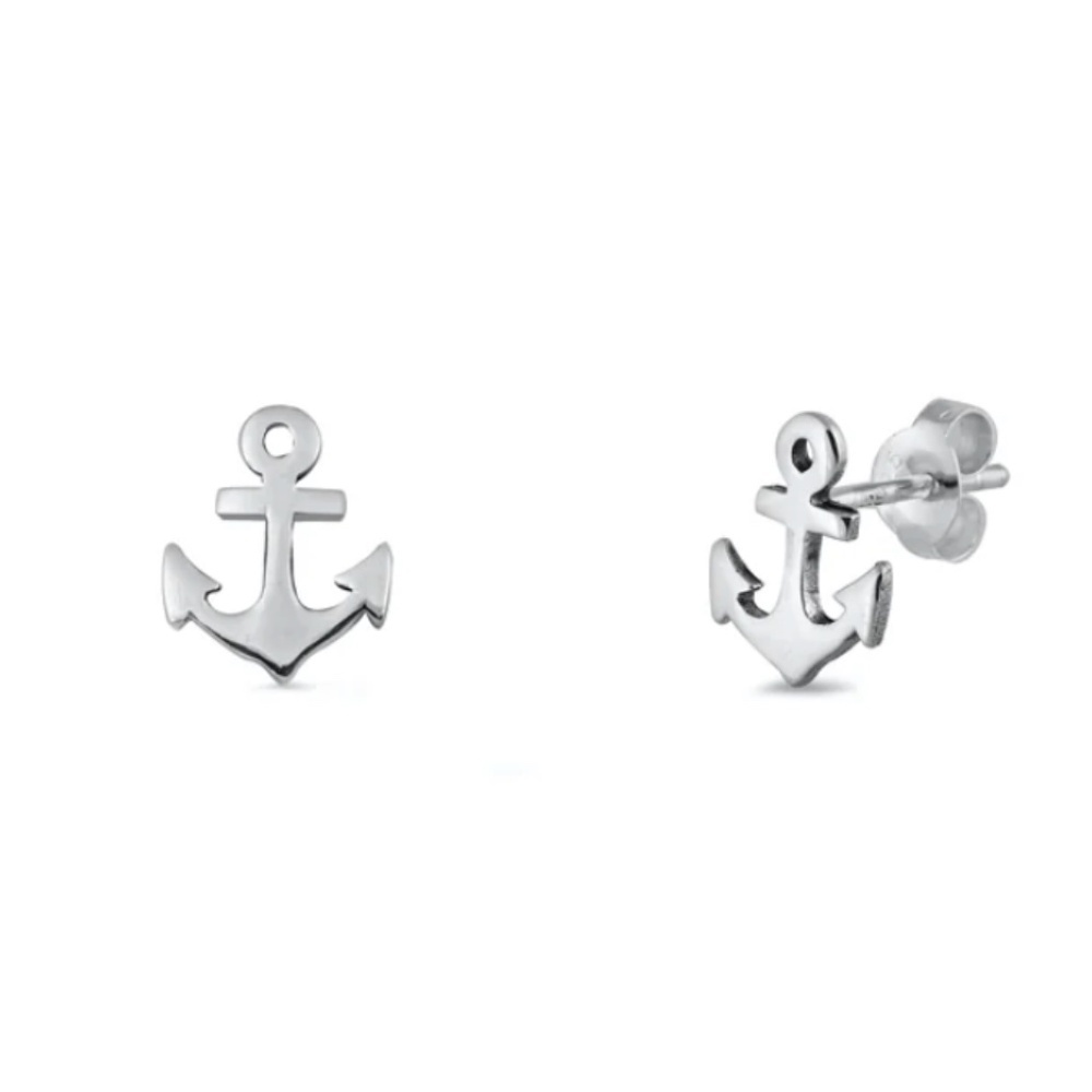 Anchor Sterling Silver Stud Earrings